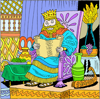 King Solomon Reading a Scroll
