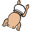 This is a above view clipart image of a crawling baby in diapers. It captures the essence of the way babies are so cute all the wile have different proportions than adults.