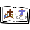 This is an image of a children's picture bible. It is colorful and symbolic.