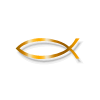 Shiny orange Christian fish symbol