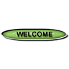 Green button with the word 'Welcome'