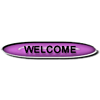 Purple button with the word 'Welcome'