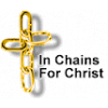 Cross made from chains. Words 'In Chains for Christ'