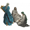 Jesus talking to Mary and Martha