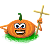 Pumpkin man with cross
