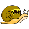 Frowning snail with the word &quot;WRATH&quot; on its shell