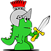 Dragon with sword and helmet