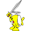 This is an image of Christian Fish as an angel with a drawn sword.