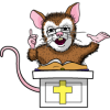 Mouse behind a pulpit giving a sermon
