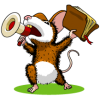 Mouse with megaphone holding up a Bible