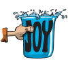 This is a cartoon drawing of a hand holding a cup labelled &quot;Joy.&quot; These type images are very popular on ChristArt.