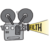 Movie projector with the word &quot;Filth&quot;