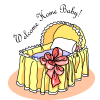 This is a drawing of a baby bassinet with the words, &quot;Welcome Home Baby.&quot; Perfect for baby announcements.