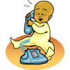 A graphic of a baby on the telephone. Babies loves phones even when they are broken!