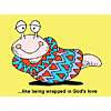 This clip art image is so cute, a little bug all wrapped up, to go with the saying, &quot;Snug as a bug in a rug.&quot;