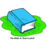 This is an image of a blue Bible with the words, &quot;The Bible is 'God in print.'&quot;More than what we can learn about God is contained in the Bible.