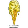 This is an image of a melting ice cream cone, cartoon style. It refers to how God can melt the toughest hearts.