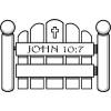 This is an image of a white picket gate with a cross on it and the verse reference John 10:19, which talks about Jesus being the gate.
