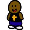 This is an image of a cute, black dough boy wearing a Christian t shirt.