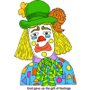 This is a very colorful image of a clown, done in cartoon style. The words below are, &quot;God gave us the gift of feelings.&quot;