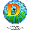 This is an image of the letter &quot;D&quot; with the cross inside the &quot;D&quot; and below are the words, &quot;D is for Dear. For God's own dear Son. This letter D is on in the series of the alphabet.&quot; it is a part of the Bible Alphabet series.