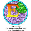 This is a decorated letter &quot;E.&quot; The artwork depicts the sun and has the words, &quot;E is for Energy. All energy comes from God, who created all things.&quot; It's part of the Bible Alphabet series.