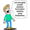 Evil thoughts,  murder, adultery, fornication, stealing, lying, blasphemy