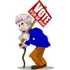 Old man holding campaign sign