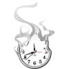 A clock dissolving into smoke