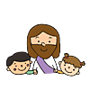 illustration of Jesus with two children