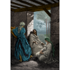 Colorized Dore engraving of Jesus Mary Martha