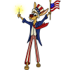 This is a funny image of a rabbit with really long legs in Uncle Sam garb.