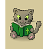 This is an adorable image of a drawing of a kitten reading the Bible!