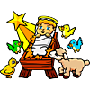 Baby Jesus with birds and lamb