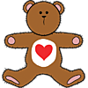 An image of a teddy bear with a with heart on his chest. A cute valentine bear, country style.