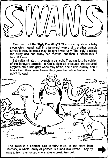 Sunday School Activity Sheet: Swans ( 1 of 2 )