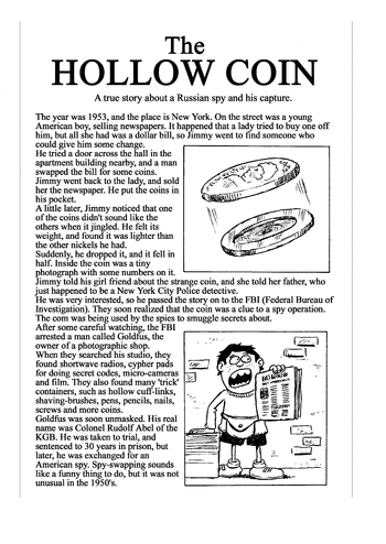Sunday School Activity Sheet: Story The Hollow Coin