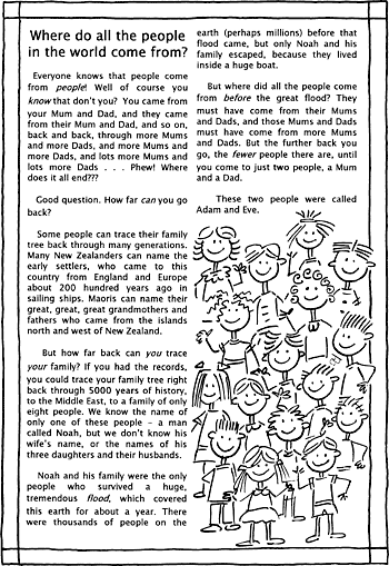 Sunday School Activity Sheet: Where do all the people in the world come from?