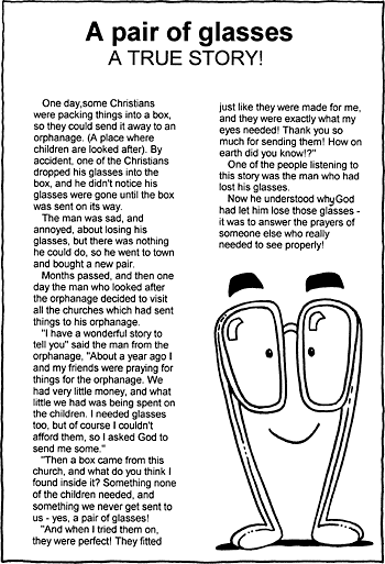 Sunday School Activity Sheet: A Pair of Glasses