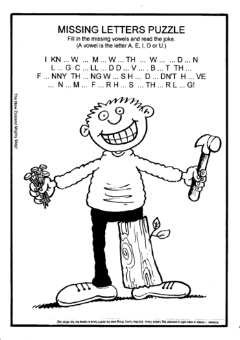 Sunday School Activity Sheet: Missing Letters Puzzle