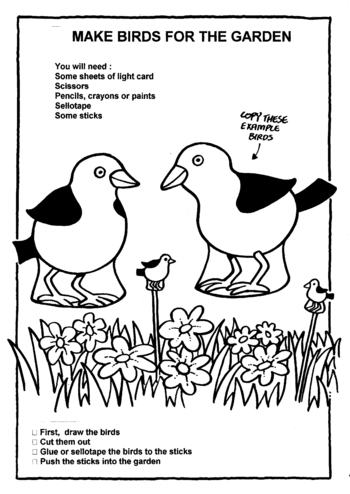 Sunday School Activity Sheet: Make Birds for the Garden
