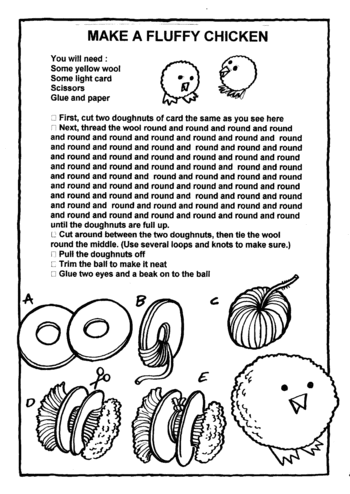 Sunday School Activity Sheet: Make a Fluffy Chicken